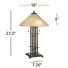 Franklin Iron Works Metro Mission Accent Table Lamp 23 1/2" High Bronze Cone Alabaster Art Glass Shade for Bedroom Living Room Bedside Nightstand Kids - 4 of 4