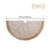 Luxury Gold and White Christmas Tree Skirt, 48-Inch Elegant Velvet & Brocade Holiday Tree Base Cover with Pleated Trim| OrnamentallyYou - 2 of 4