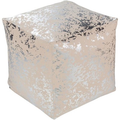 Mark & Day Katzelsdorf 18"H x 18"W x 18"D Modern Metallic Silver Pouf