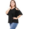 Agnes Orinda Women's Plus Size Summer Fashion Cold Shoulder Ruffle Trumpet Sleeve Blouses - 3 of 4