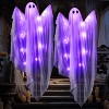 Joyfy 47” Halloween Hanging Ghost Outdoor Decoration, Flying Ghosts with Warm LED Light Party Decor Prop for Front Yard Patio Garden 2 Pack - 2 of 4