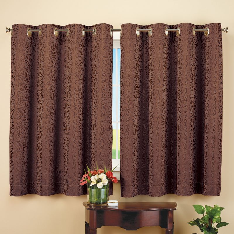 Collections Etc Insulated Scroll Pattern Short Curtain Panel, Single Panel,, 2 of 4