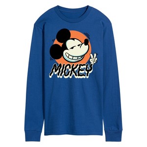 Men's - Disney - Mickey Peace Long Sleeve Graphic T-Shirt - 1 of 4