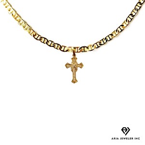 Aria Jeweler Inc Chain with Gold Roman Cross Pendant - 1 of 4