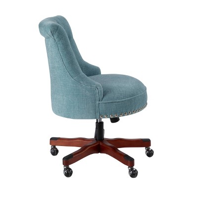 Aqua Charm Ergonomic Armless Swivel Chair with Wood Base