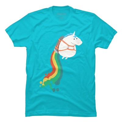 Men's Design By Humans Unicorn on rainbow jet pack By radiomode T-Shirt