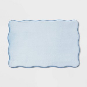 Scalloped Machine Washable Cushion Foam Bath Rug - Room Essentials™ - 1 of 4
