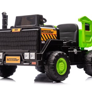 TopComfy Baby Walkers Two Seater Kids Engineering Car Kids Toy Kids Fun Gift Four Wheels Front Design Safe Ride for Kids, Green, 35.83"*27.56"*16.56" - 1 of 4