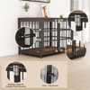 XBRIGH 26in Dog Crate with Lock & Double Door, Wooden Kennel End Table for Small/Medium Dogs, Aged Black - 2 of 4