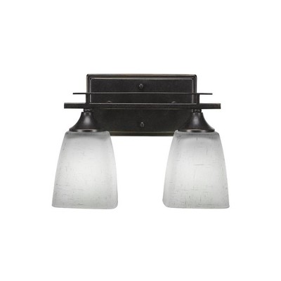 Toltec Lighting Uptowne 2 - Light Vanity in  Dark Granite with 4.5" Square White Muslin Shade
