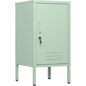 COUCHETA Metal Locker End Table with 2 Adjustable Shelves, Anti-Tip Design, Multi-Use Storage Cabinet for Living Room & Bedroom, Universal Size - 1 of 4