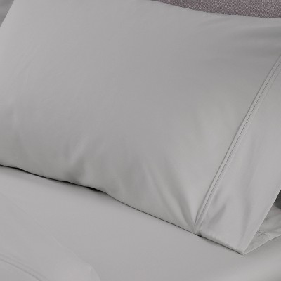 Light Grey Twin XL Polyester Microfiber Sheet Set with Pillowcases