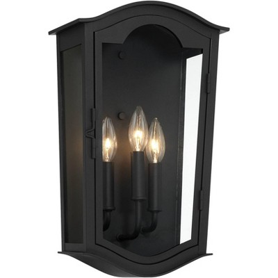 Minka Lavery Industrial Outdoor Wall Light Fixture Sand Coal 3-Light 16 3/4" Clear Glass Shade for Post Exterior Porch Yard Patio