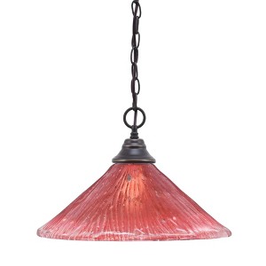 Toltec Lighting Any 1 - Light Pendant in  Dark Granite with 16" Raspberry Crystal Shade - 1 of 1