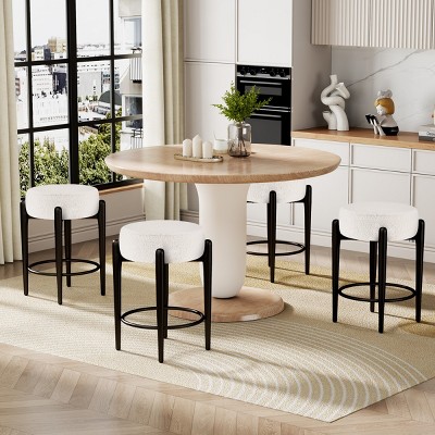 23.6" Mid-Century Modern Upholstered Counter Stool Set of 4, Dining Chairs with Metal Legs for Kitchen Island or Home Bar - The Pop Home
