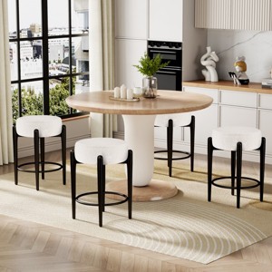 23.6" Mid-Century Modern Upholstered Counter Stool Set of 4, Dining Chairs with Metal Legs for Kitchen Island or Home Bar - The Pop Home - 1 of 4