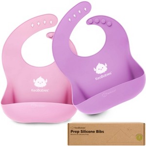 KeaBabies 2-Pack Silicone Bibs For Babies, Food Grade Silicone Baby Bibs for Eating, Feeding, Toddler Bibs, Boys, Girls - 1 of 4