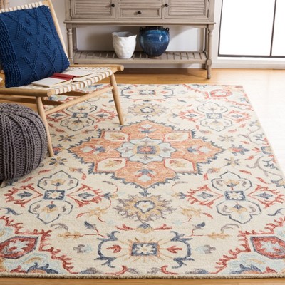 Ivory Floral Hand-Tufted Wool Area Rug, 3' x 5'