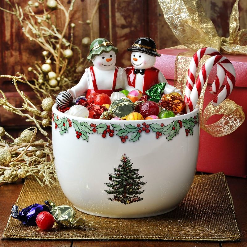 Spode Christmas Tree Mr. & Mrs. Snowman Candy Bowl, 2 of 6