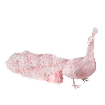 Allstate Floral 55" Life-Size Pink Peacock with Closed Tail Feathers Decoration