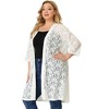 Agnes Orinda Women's Plus Size Lace Open Front 3/4 Sleeve Long Cardigans - 4 of 4