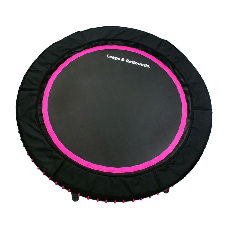 LEAPS & REBOUNDS 40" Round Mini Fitness Trampoline & Rebounder Indoor Home Gym Exercise Equipment Low Impact Workout for Adults, Pink, 1 of 8