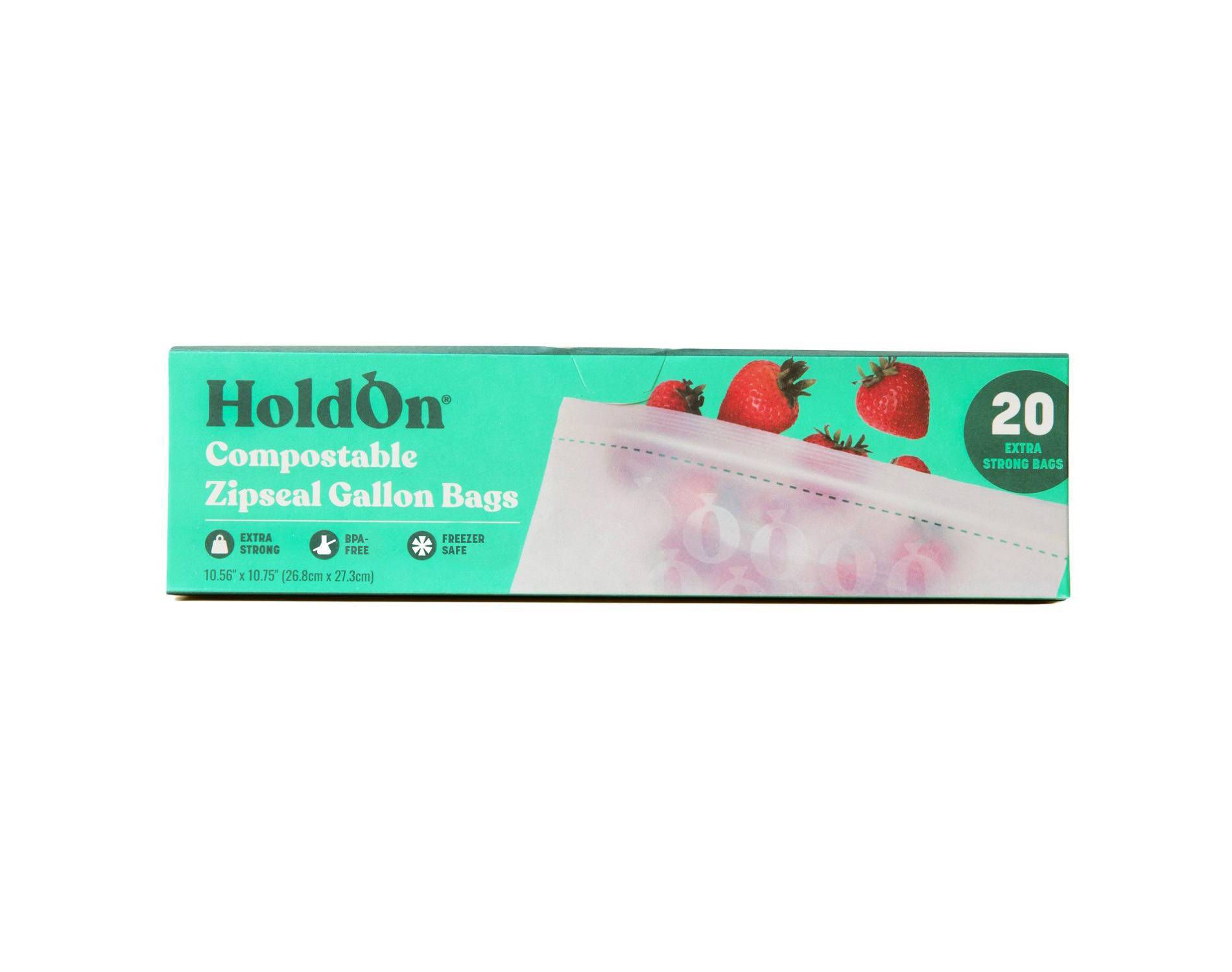 HoldOn Bags Compostable Zipseal Gallon Storage Bags - 20ct