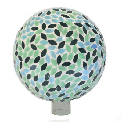 Home & Garden 11.0" Green Petals Gazing Ball Reflects Sunlight Evergreen Enterprises Inc  -  Outdoor Sculptures And Statues