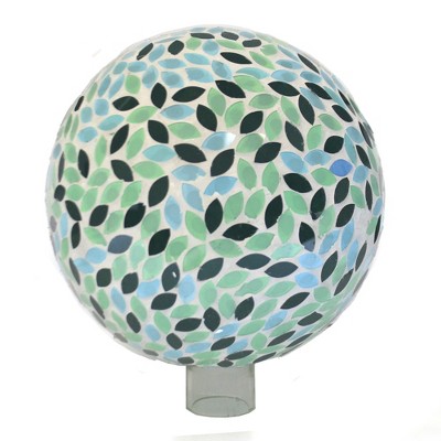 Home & Garden 11.0" Green Petals Gazing Ball Reflects Sunlight Evergreen Enterprises Inc  -  Outdoor Sculptures And Statues