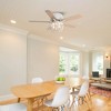 Parrot Uncle 48" Farmhouse White Wood Bread Flush Mount Ceiling Fan with Light and Remote - 2 of 4