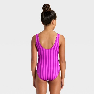 Детские купальники Cat & Jack Girls' Two Striped One Piece Swimsuit - Cat & Jack™ Purple M — фото 2