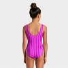 Girls' Two Striped One Piece Swimsuit - Cat & Jack™ Purple - 2 of 3