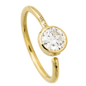 Jewelry Avalanche 20G 14K Gold Moissanite Nose Hoop Ring, Bezel Set, 8mm Twist-open - 1 of 4