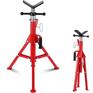 V Head Pipe Jack Stand, 2500LB Jack Stands with Portable Folding Legs 28-52 Inch Height Adjustable 1/8"-12" Capacity for Welding, Pipe Threading - 1 of 4