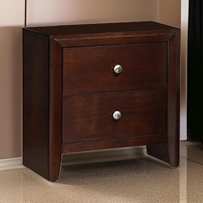 ORRD 2 Drawer Wooden Nightstand, Brown, for Bedroom