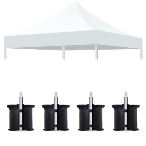 Gulches 10x10 Ft Replacement Canopy Top for Pop-Up Tent with 4-Pack Canopy Weight Bags (Cover and 4 Sandbags Only, Frame Not Included) - White - 1 of 4