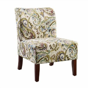 Julie Curved Back Slipper Chair Gold - Linon, Lagoon Paisley