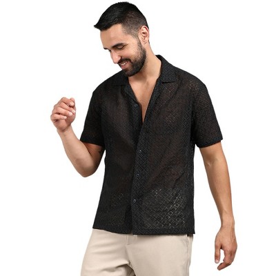 Campus Sutra Men Men's Midnight Black Floral Embroidered Shirt