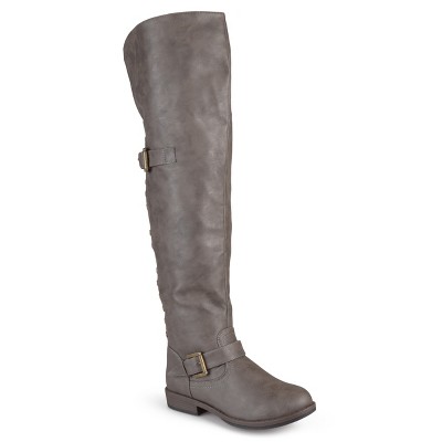 Journee Collection Womens Kane Stacked Heel Over The Knee Boots Taupe ...