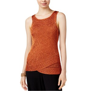bar III Womens Metallic Knit Sweater, Orange, Medium - 1 of 1