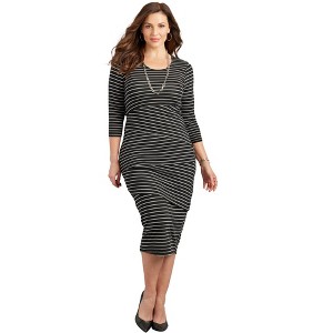 Catherines Women's Plus Size Curvy Collection Angled Stripe Dress - 1 of 2