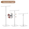 Unique Bargains Metal Adjustable Height T-Shaped Electroplated Finish Double Hook Bag Display Rack 2 Pcs - 3 of 4