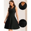 Allegra K Women's V-Neck Sleeveless Below Midi Belted Work A-Line Dress - 2 of 4