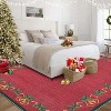 Christmas Area Rug, Holiday Carpet with Bells, Holly Berry & Ribbon Garland Design, Festive Throw Rug for Living Room, Bedroom - 4 of 4
