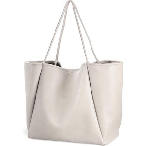 Oversize PU Leather Tote Bag for Women, Weekender Shopper Handbag with Spacious Interior for Travel and Daily Use - 1 of 4