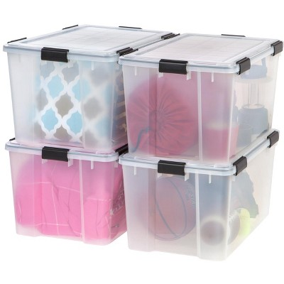 Iris 46qt Weatherpro Plastic Storage Bin Clear With Lid : Target