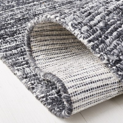 Elegant Dark Grey and Ivory Hand Tufted 6' Square Synthetic Rug