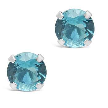 SHINE by Sterling Forever Sterling Silver 7mm Rainbow CZ Studs