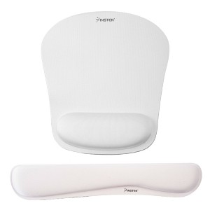 Insten Mouse Pad with Wrist Support and Keyboard Wrist Rest, Ergonomic, Easy Typing, Memory Foam For Gaming Office, Trapezoid S, White - 1 of 4