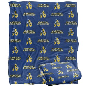 Madonna University Logo Pattern Silky Touch Blanket White 50x60 - 1 of 4